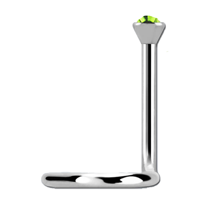 Peridot 2mm Bezel Nose Screw Surgical Steel / Silver / Peridot Nose Screw