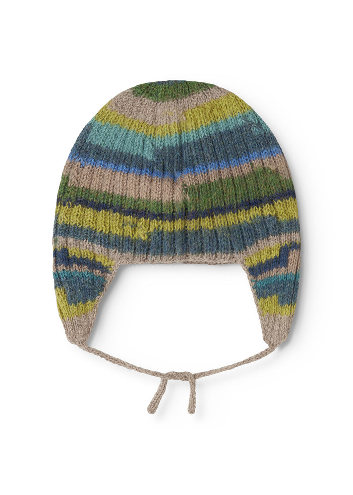 Multicolored sweater for boys with a striped pattern and short cuffs