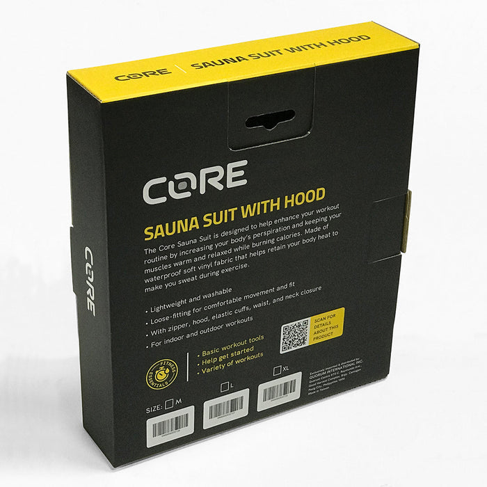 Black Core Unisex Sauna Suit with Zipper and Hood Running Essentials