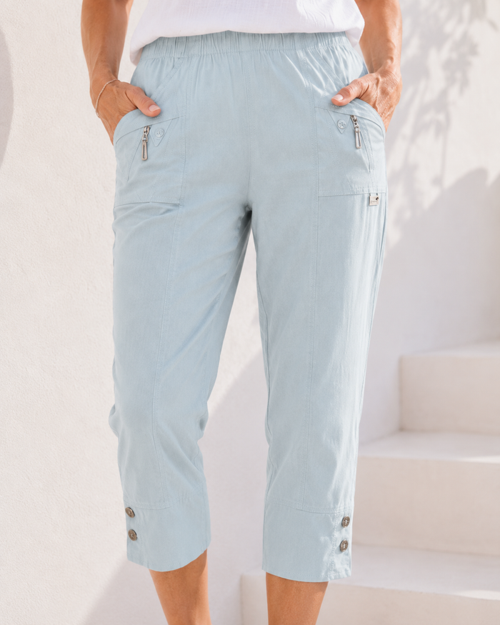 Cropped Stretch Trousers Blue