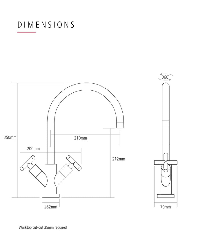 Dual handle cold and hot water mixer tap kitchen sink tap