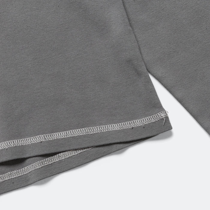 Heavy Rib Knit Long Sleeve Tee - Grey