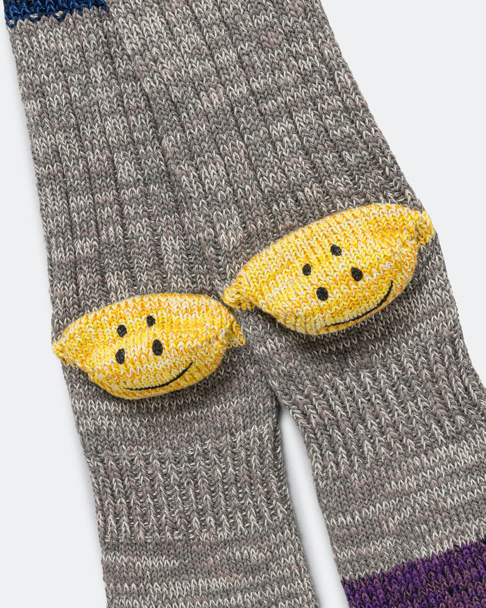 60Yarns Grandrelle IVY RAINBOWY HAPPY Heel-Hold Socks - Gray