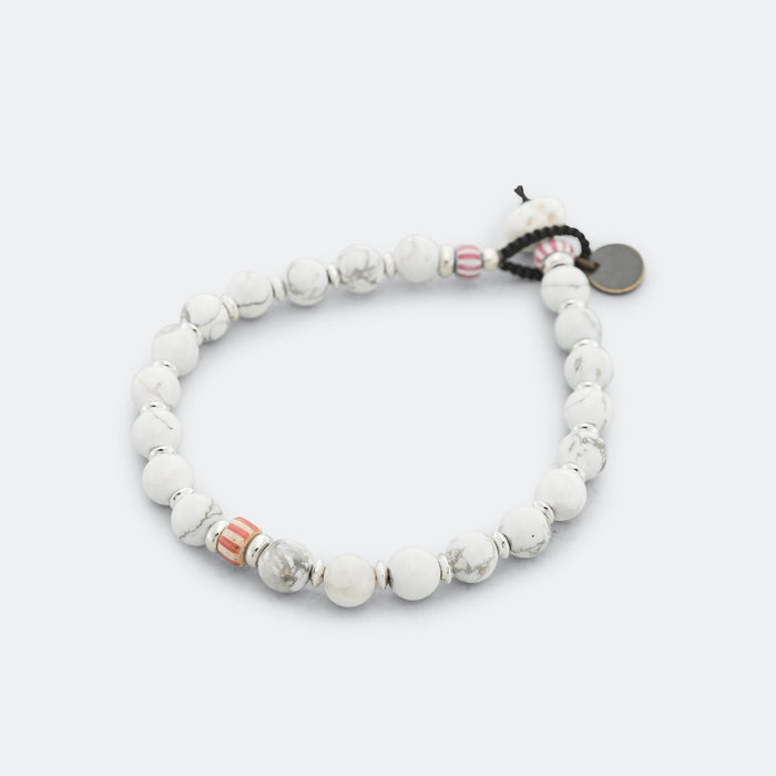 6mm Stone Bracelet - Howlite/925 Silver