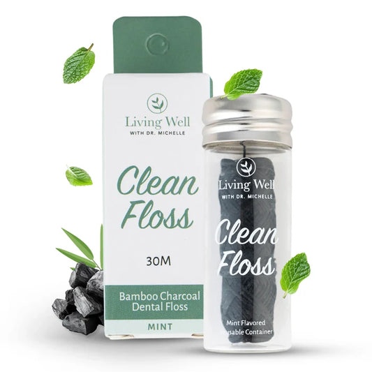 All-natural bamboo charcoal dental floss by Living Well with Dr. Michelle