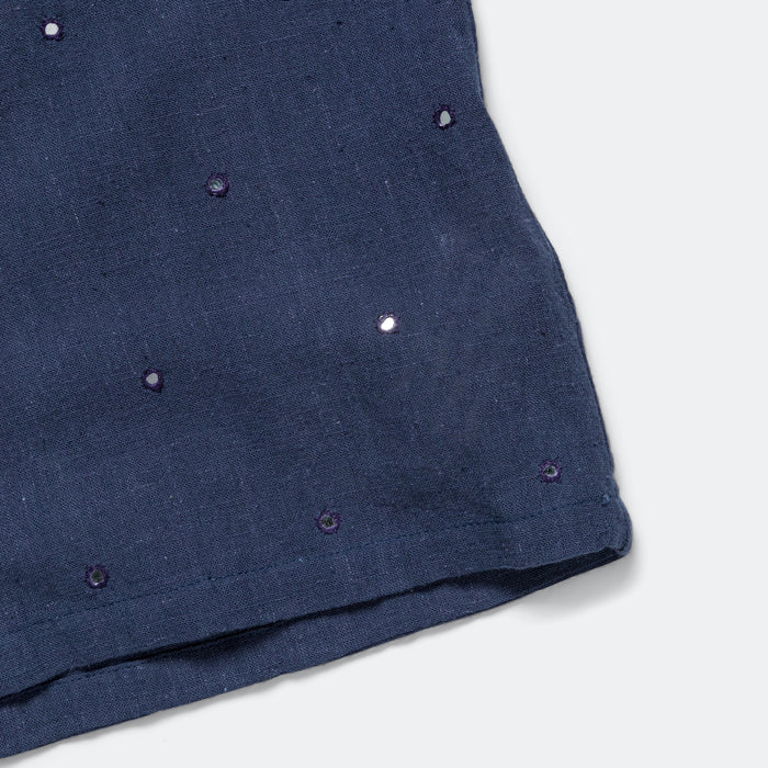 Camp Shirt Mirror Hand Embroidery - Navy