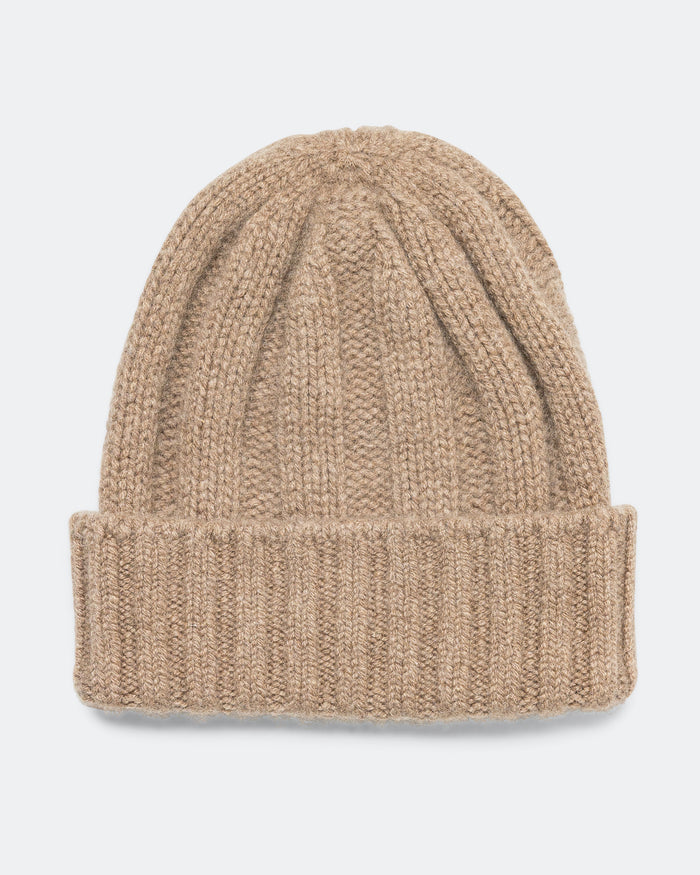 Cashmere Rib Watch Cap - Camel