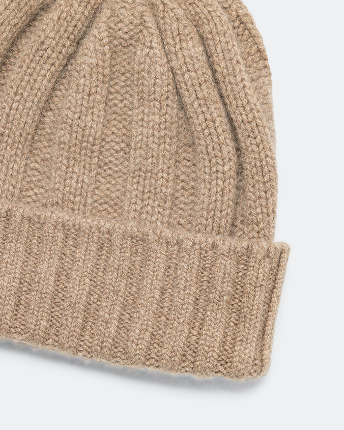 Cashmere Rib Watch Cap - Camel