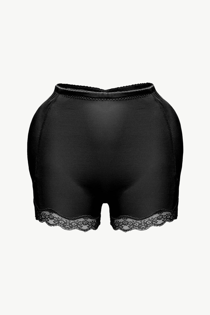 Black comfortable lace shapewear for women with lace trim and smooth fabric design