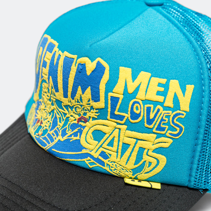 DENIM MEN LOVE CATS Trucker Cap - Blue/Black