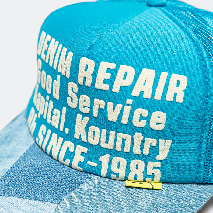 Denim Repair Service Denim Reconstruction Truck Cap - Turquoise