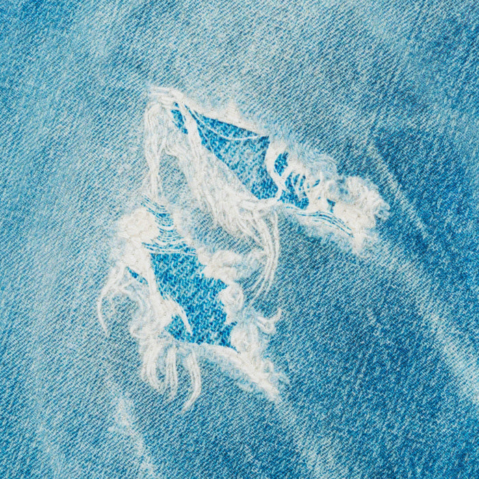 Denim Trompe L'oeil Mesh Pants - Blue