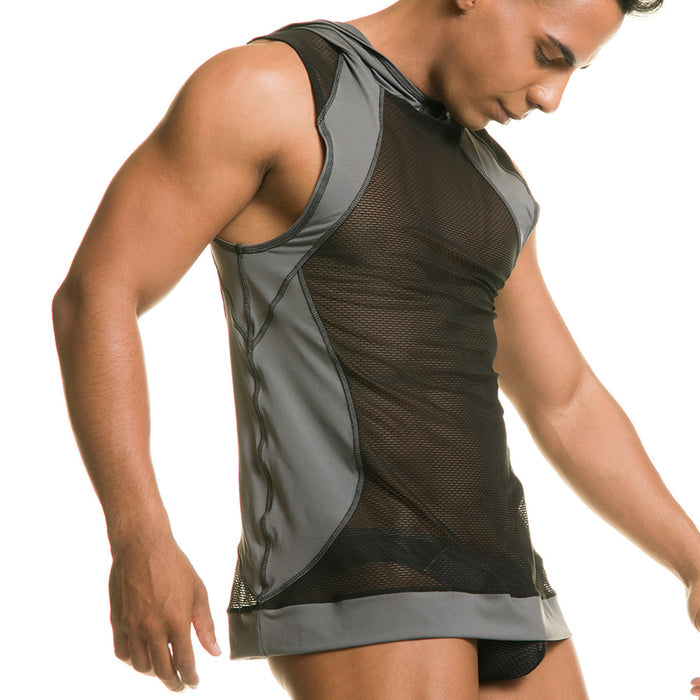 Destructive Gray Hoody Tshirt vista frontal de Gigo Underwear