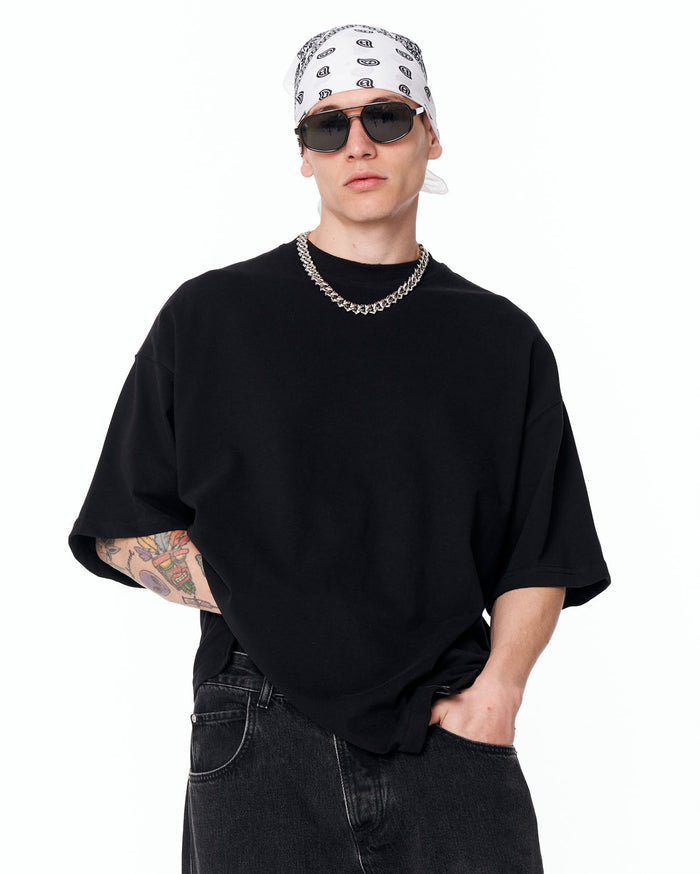 Follow The Stream Oversized Black T-Shirt in black cotton streetwear style