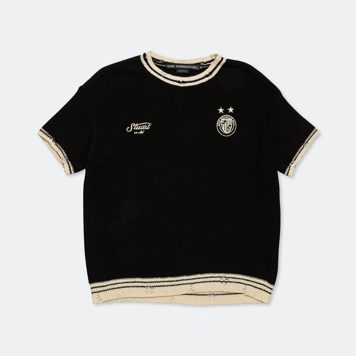 Football Short Sleeve Sweater - Black