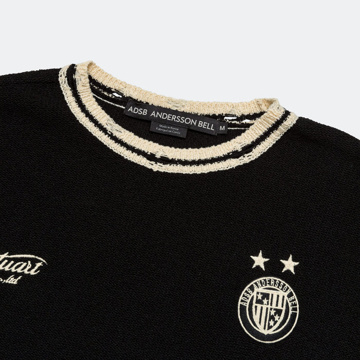 Football Short Sleeve Sweater - Black