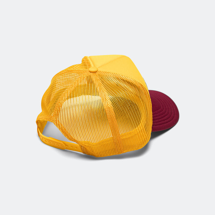 FREE WHEELIN' Trucker Cap - Gold/Burgundy