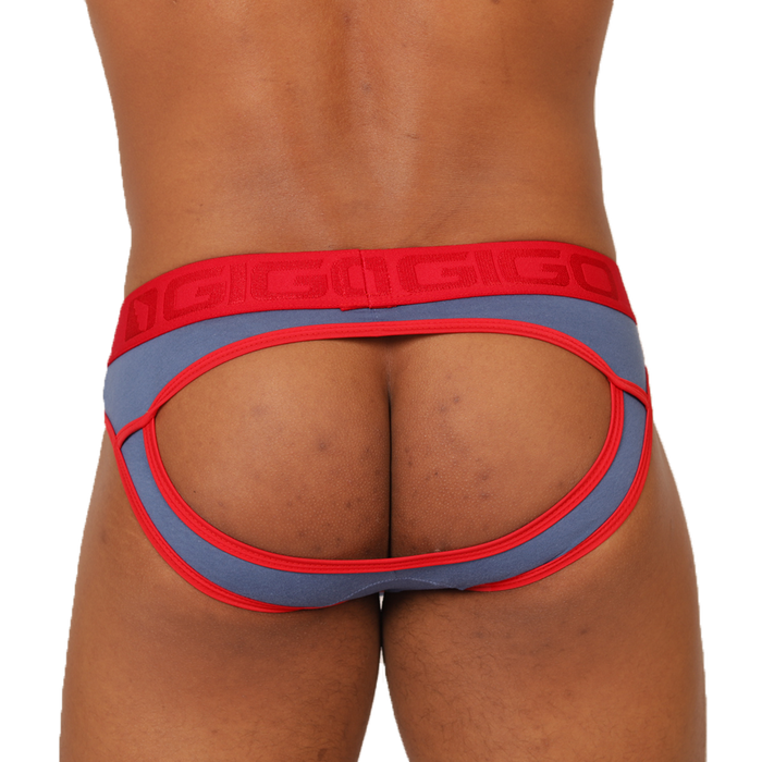 Garoto Blue Brief Jock vista posterior de Gigo Underwear