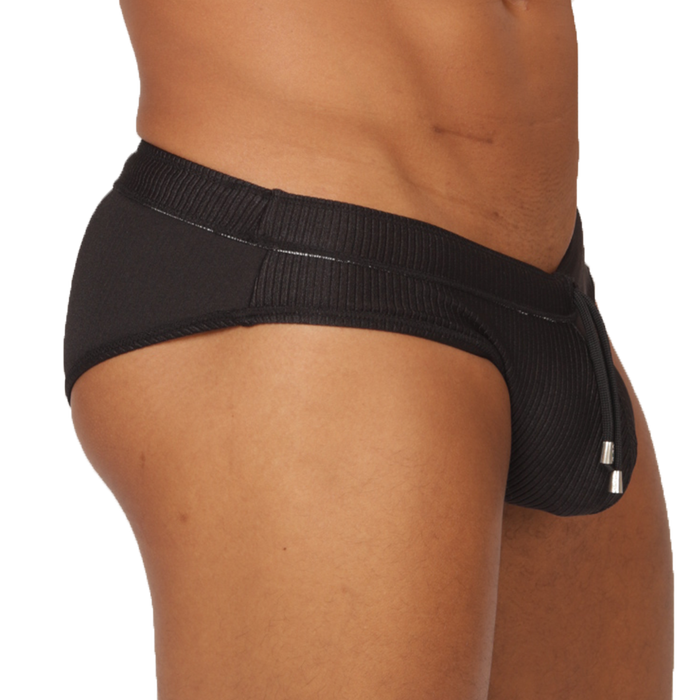 Glow Black Swimbrief vista frontal de Gigo Underwear