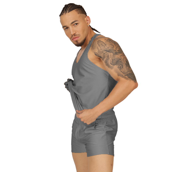 Glow Gray Tank vista posterior de Gigo Underwear