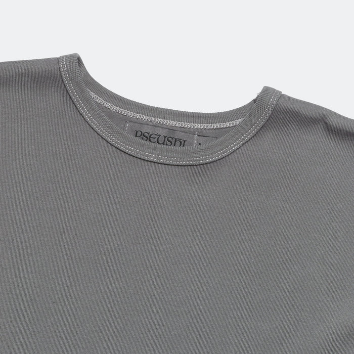 Heavy Rib Knit Long Sleeve Tee - Grey