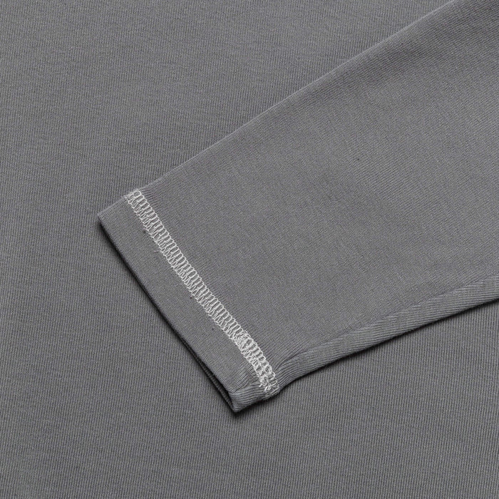 Heavy Rib Knit Long Sleeve Tee - Grey