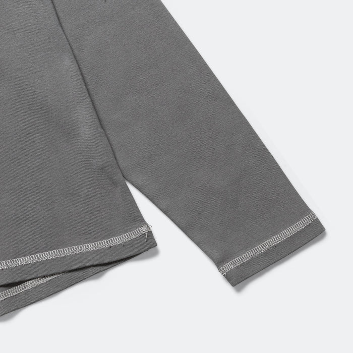 Heavy Rib Knit Long Sleeve Tee - Grey