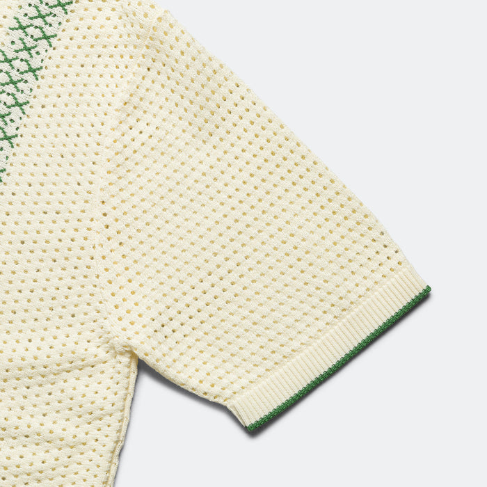 Knit Polo Mesh Stripe - Off White