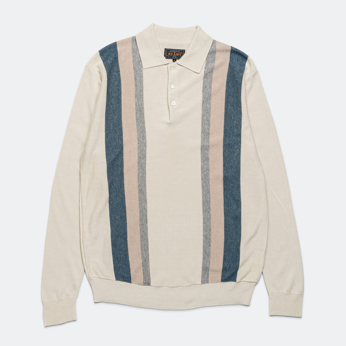 Knit Polo Stripe Argyle - Off White