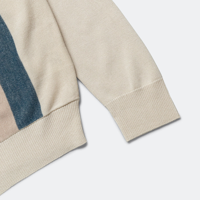 Knit Polo Stripe Argyle - Off White