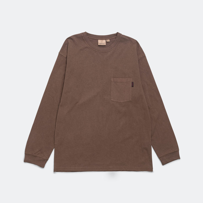Long Sleeve Pocket Tee Pigment Dyed - Brown