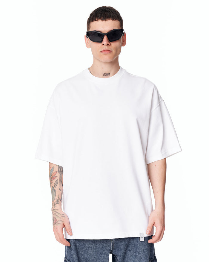 Loved Me Text Print Oversized White T-Shirt with black graphic text print