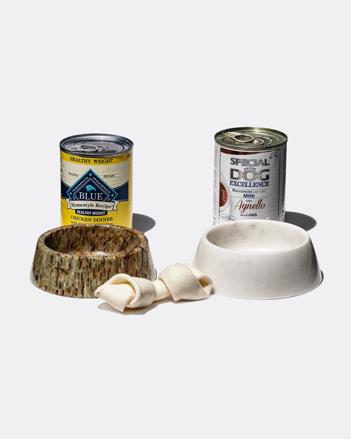 Marble Pet Bowl - White