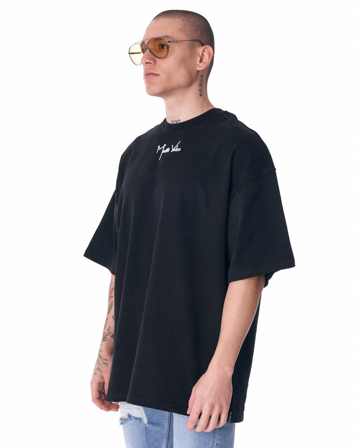 Martin Valen men's black half-sleeve T-shirt, rear view showing back panel and short sleeves