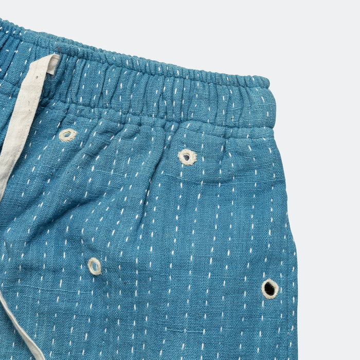 Mirror Shorts - Kuntha Embroidery Indigo/Ecru