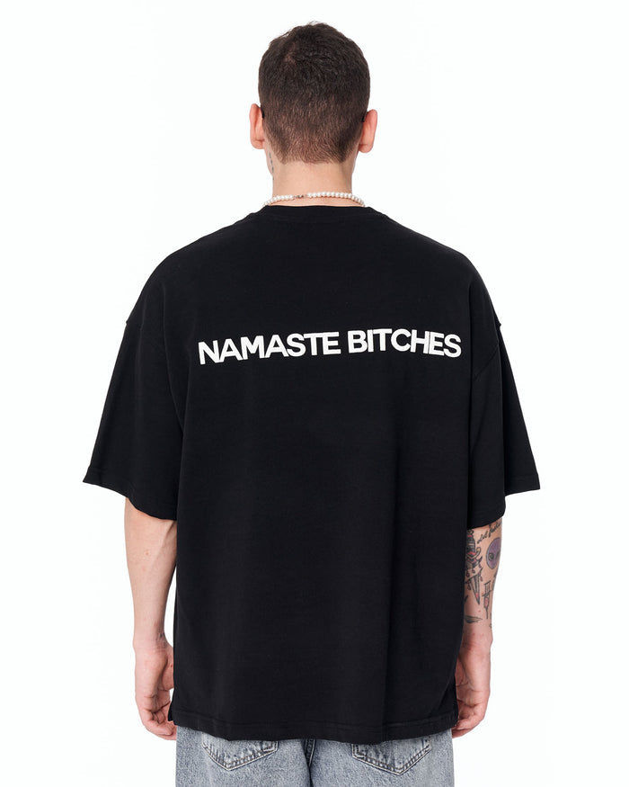 Namaste Streetwear Oversized Black T-Shirt in minimal black streetwear style