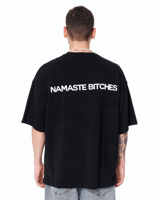 Namaste Streetwear Oversized Black T-Shirt in minimal black streetwear style