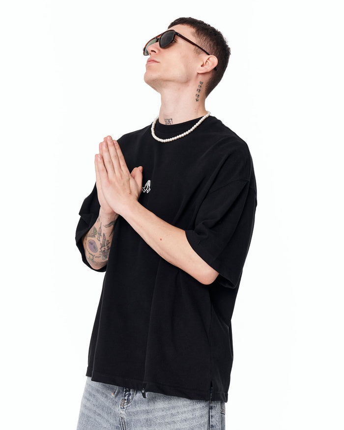 Namaste Streetwear Oversized Black T-Shirt with bold white text print