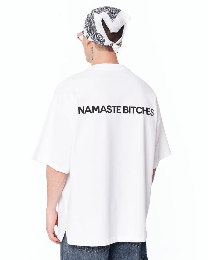 Namaste Streetwear Oversized White T-Shirt with oversized relaxed fit