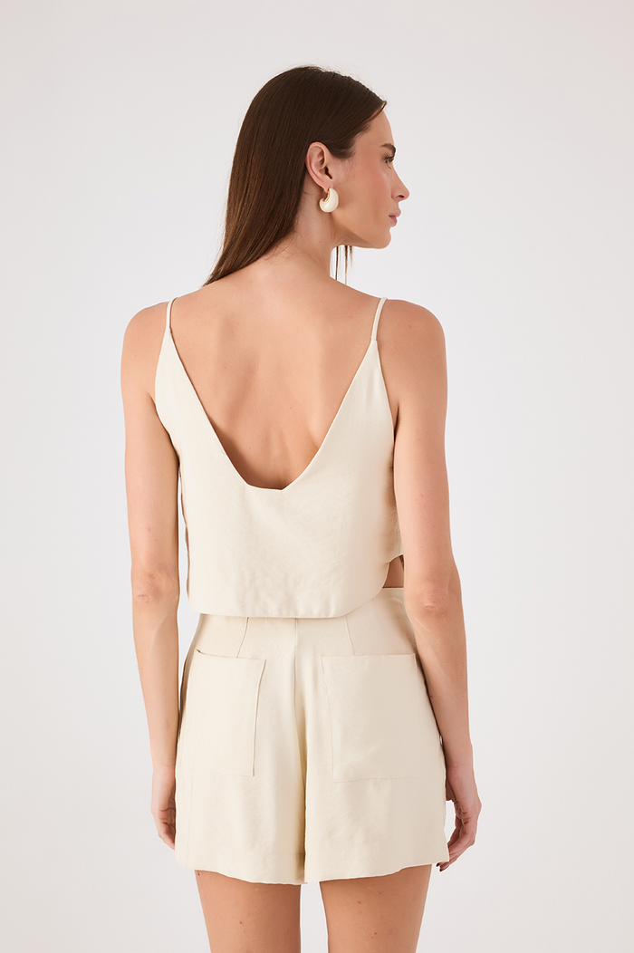 Off-White Sleeveless Asymmetric Crop Top_6