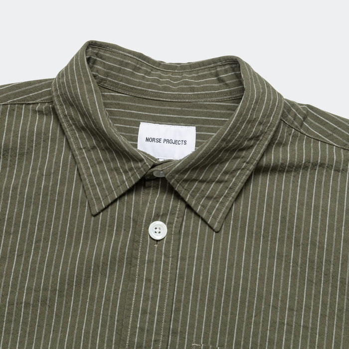 Ole Oversized Stripe SS Shirt - Moss Green