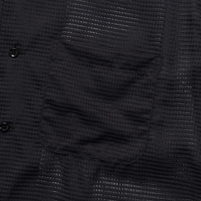 Open Collar Mesh SS Shirt - Black