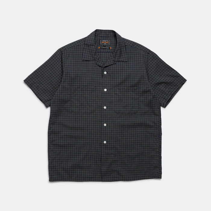 Open Collar Washable Wool Plaid - Green