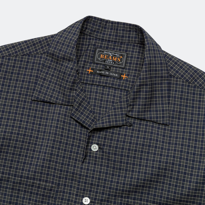 Open Collar Washable Wool Plaid - Green