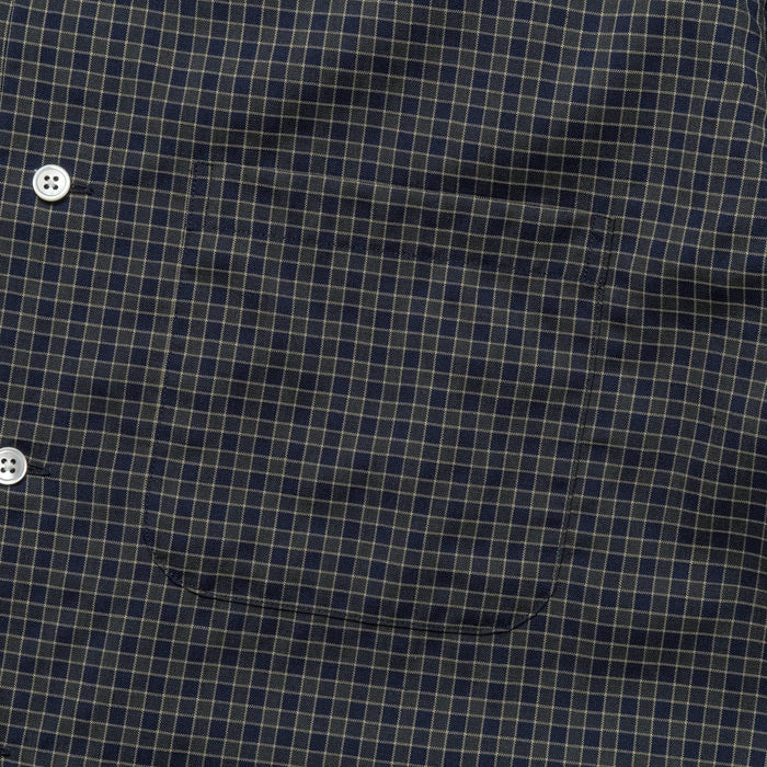 Open Collar Washable Wool Plaid - Green