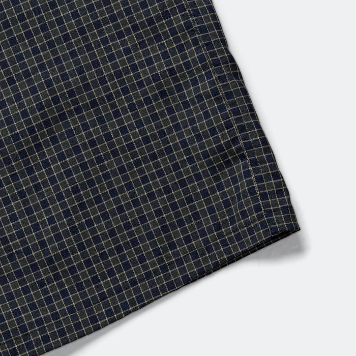 Open Collar Washable Wool Plaid - Green