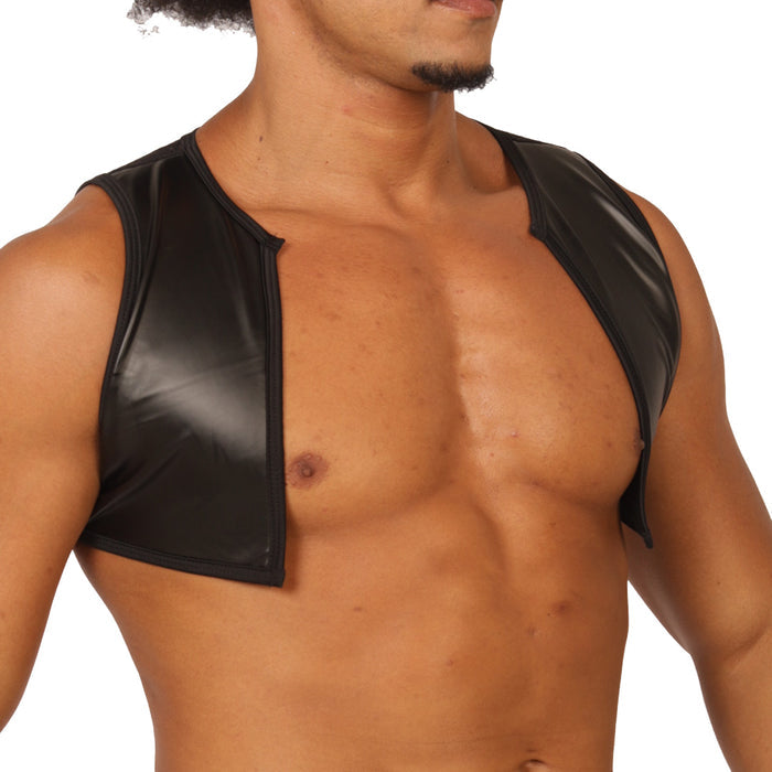 Passione Black Vest Harness vista frontal de Gigo Underwear
