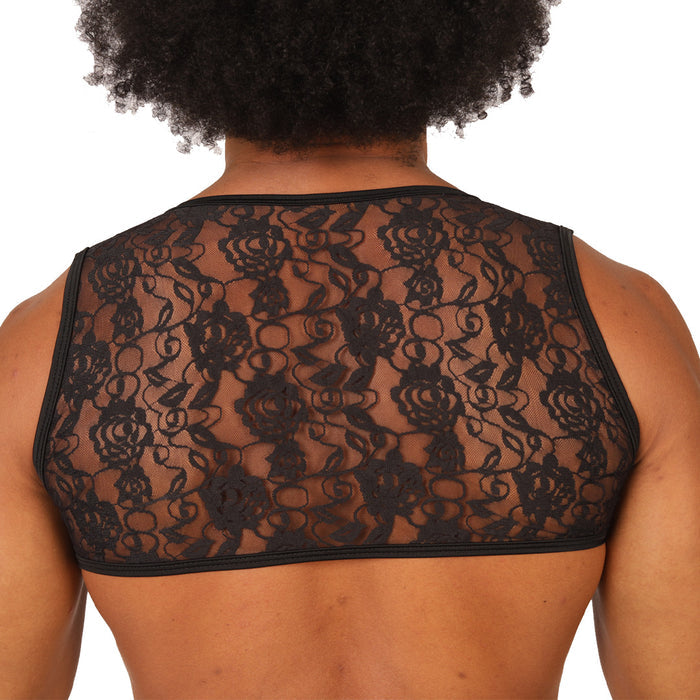 Passione Black Vest Harness vista posterior de Gigo Underwear