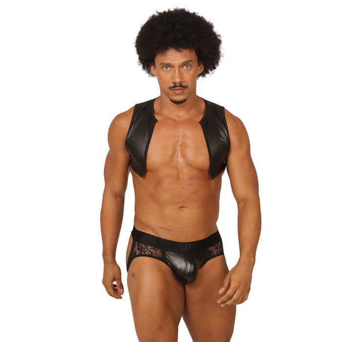 Passione Black Vest Harness en modelo de Gigo Underwear