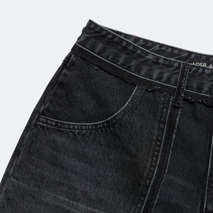 Patchwork Denim Shorts - Black